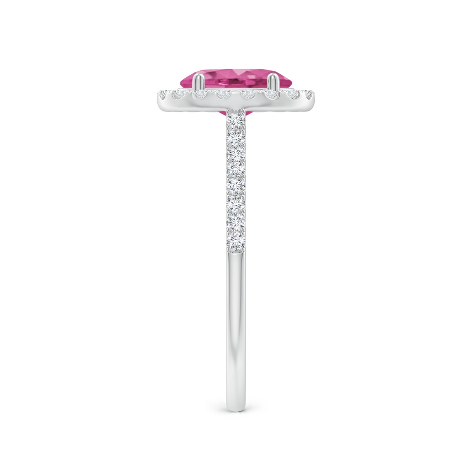 8x6mm AAAA Double Claw-Set Oval Pink Sapphire Halo Ring with Diamonds in P950 Platinum side-2