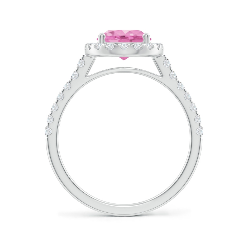 9x7mm A Double Claw-Set Oval Pink Sapphire Halo Ring with Diamonds in P950 Platinum side-1