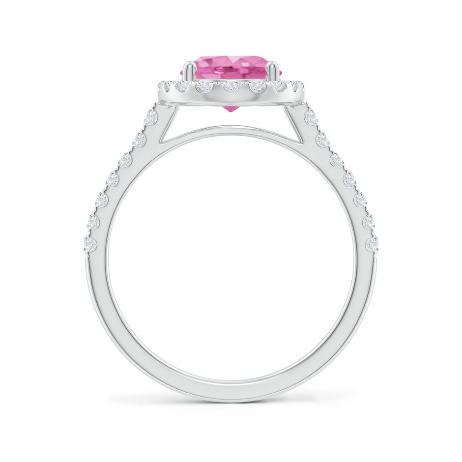 9x7mm AA Double Claw-Set Oval Pink Sapphire Halo Ring with Diamonds in White Gold side-1