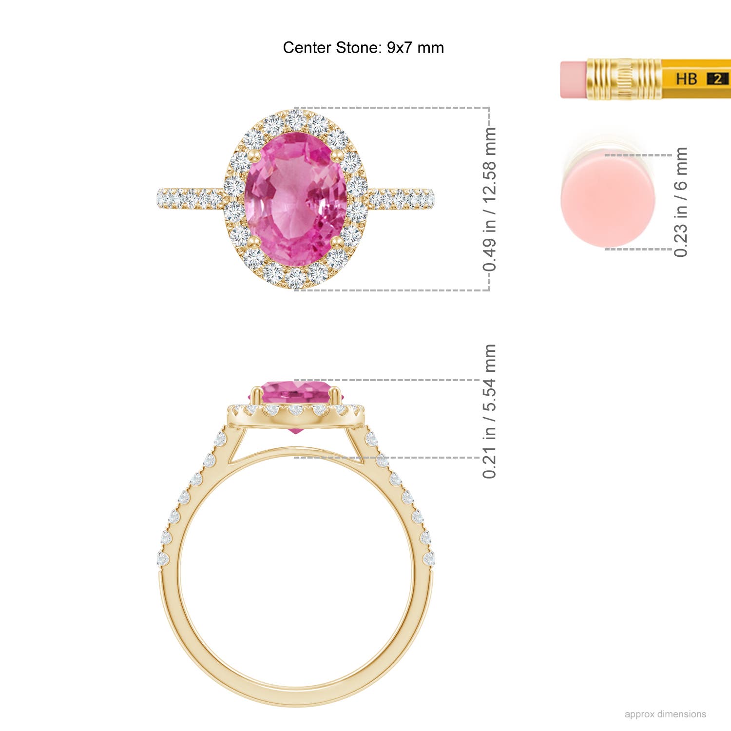 AAA - Pink Sapphire / 2.35 CT / 14 KT Yellow Gold