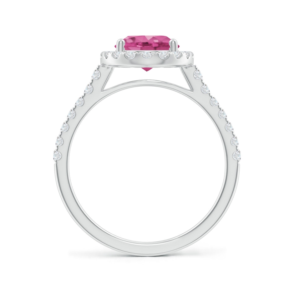 9x7mm AAAA Double Claw-Set Oval Pink Sapphire Halo Ring with Diamonds in P950 Platinum side-1