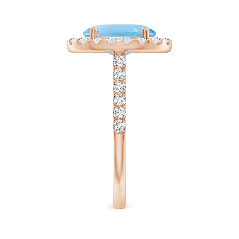 10x8mm A Prong-Set Oval Swiss Blue Topaz Halo Ring with Diamonds in Rose Gold side 299