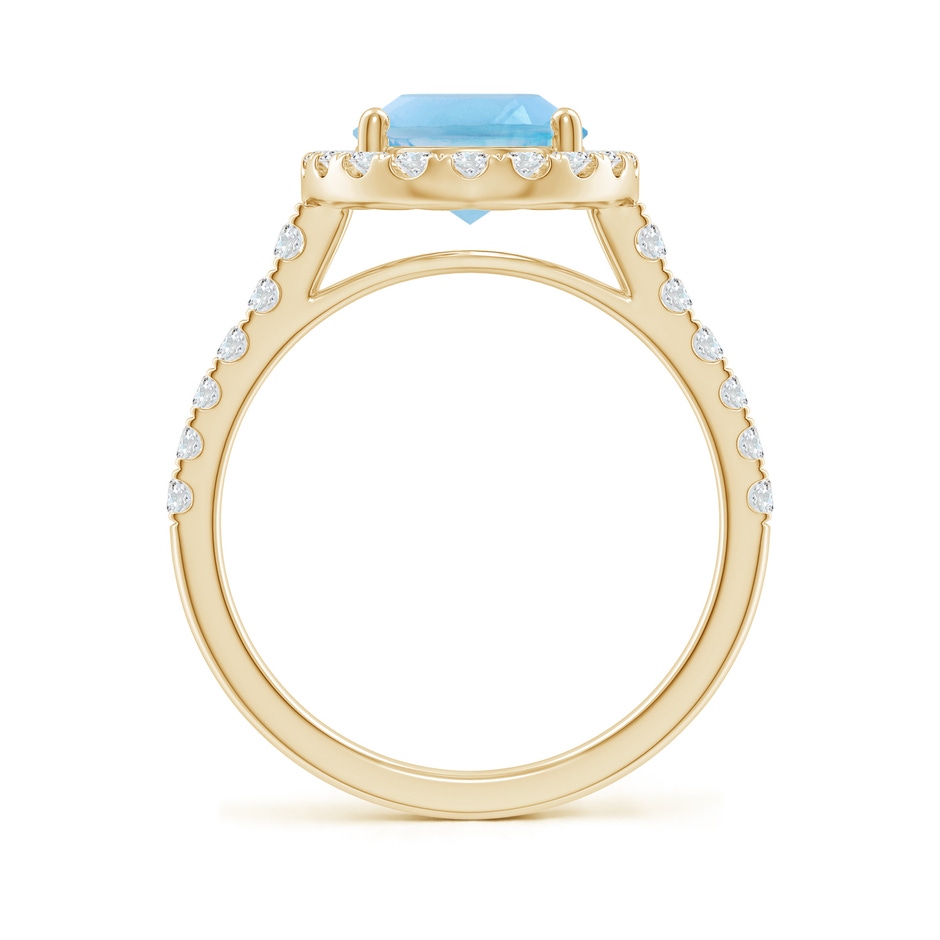 10x8mm A Prong-Set Oval Swiss Blue Topaz Halo Ring with Diamonds in Yellow Gold side 199