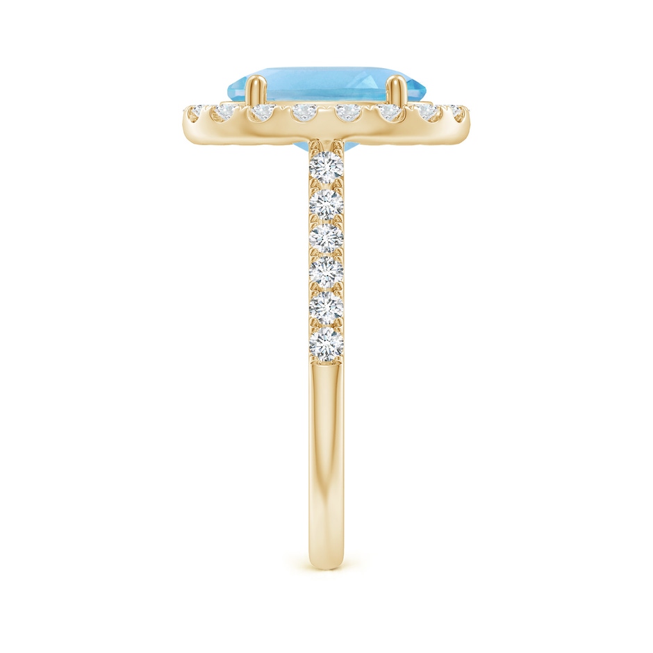 10x8mm A Prong-Set Oval Swiss Blue Topaz Halo Ring with Diamonds in Yellow Gold side 299
