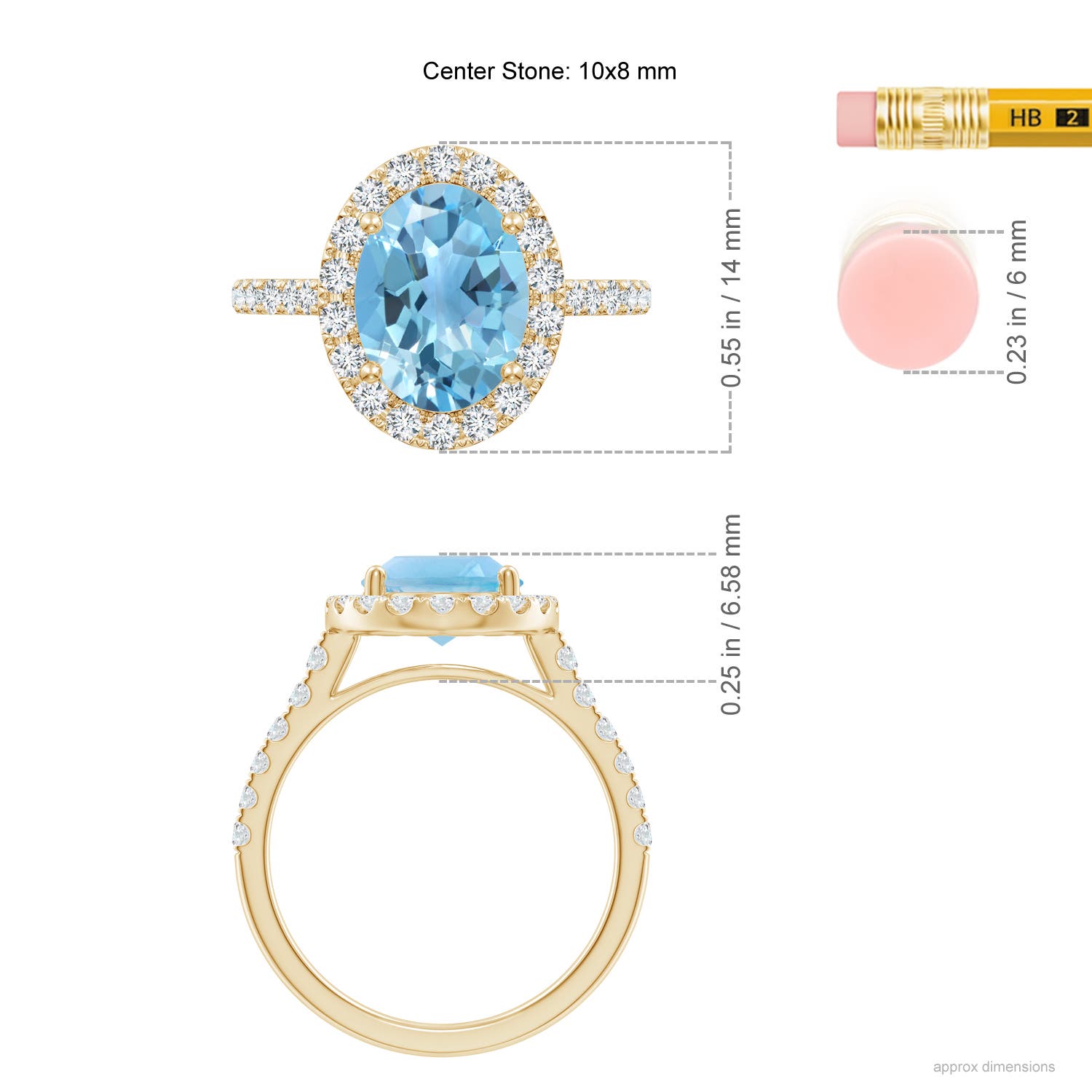 A - Swiss Blue Topaz / 3.88 CT / 14 KT Yellow Gold