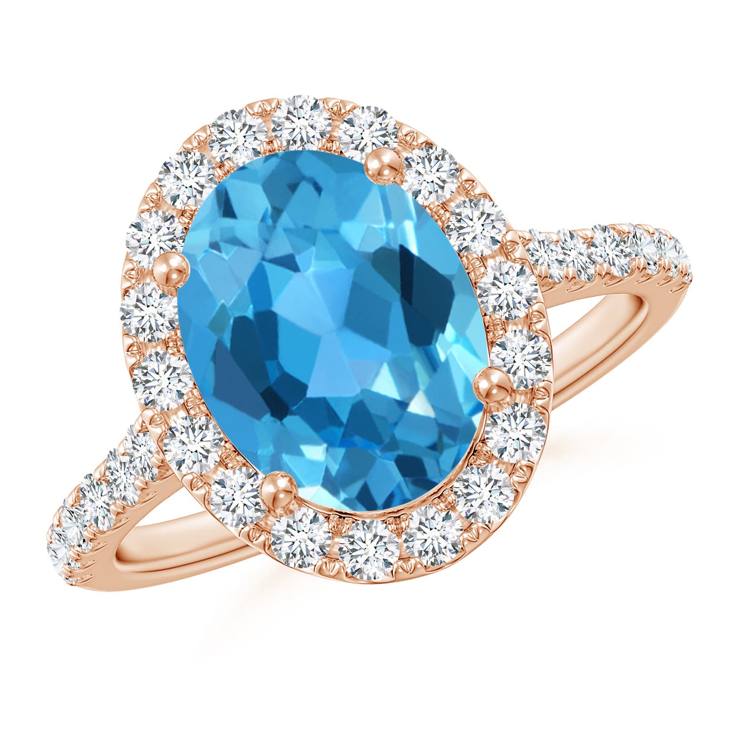 AAA - Swiss Blue Topaz / 3.88 CT / 14 KT Rose Gold