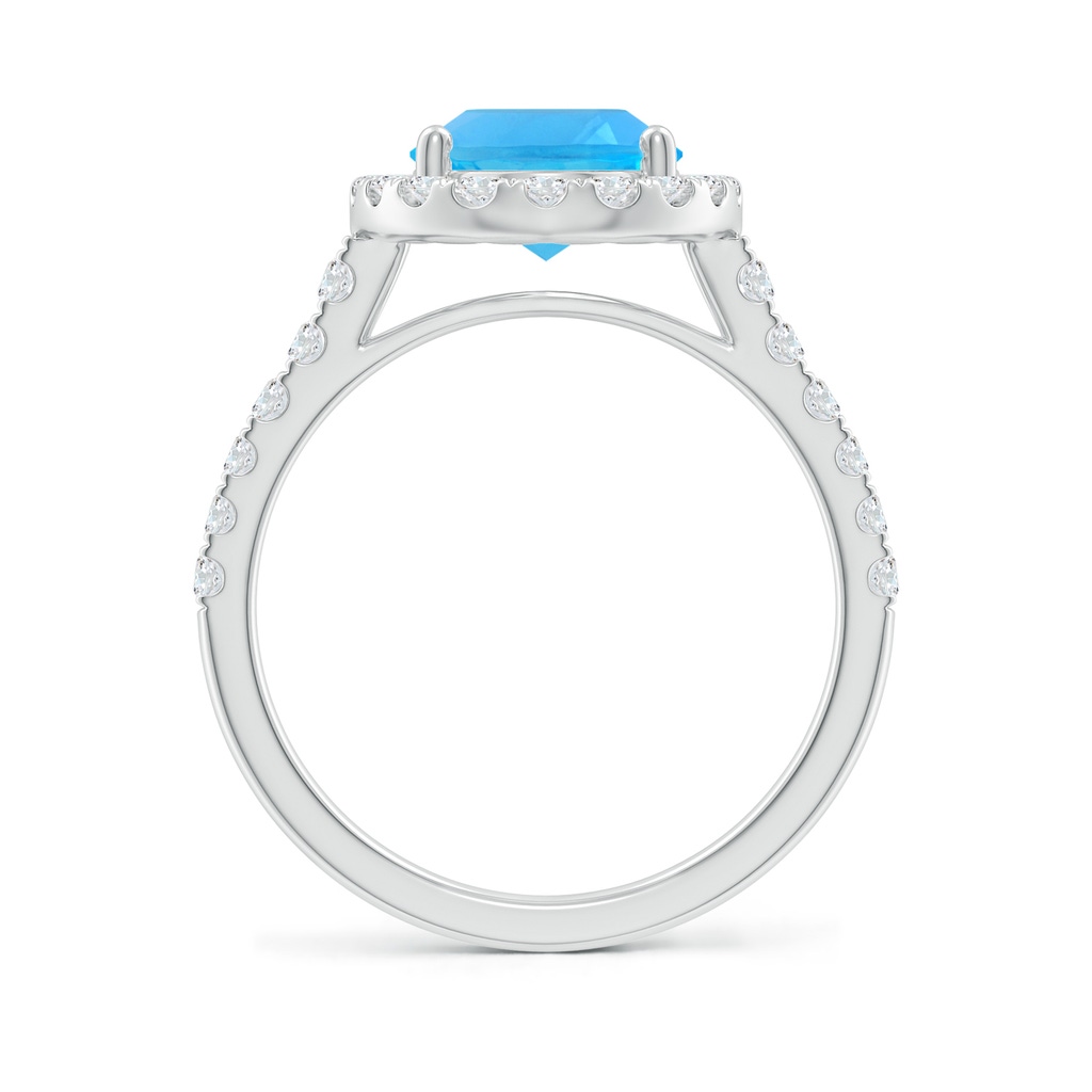 10x8mm AAA Prong-Set Oval Swiss Blue Topaz Halo Ring with Diamonds in White Gold - side 199