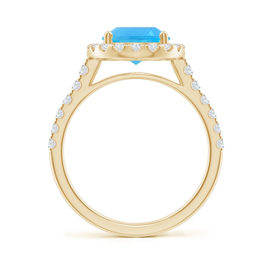 10x8mm AAA Prong-Set Oval Swiss Blue Topaz Halo Ring with Diamonds in Yellow Gold side 199