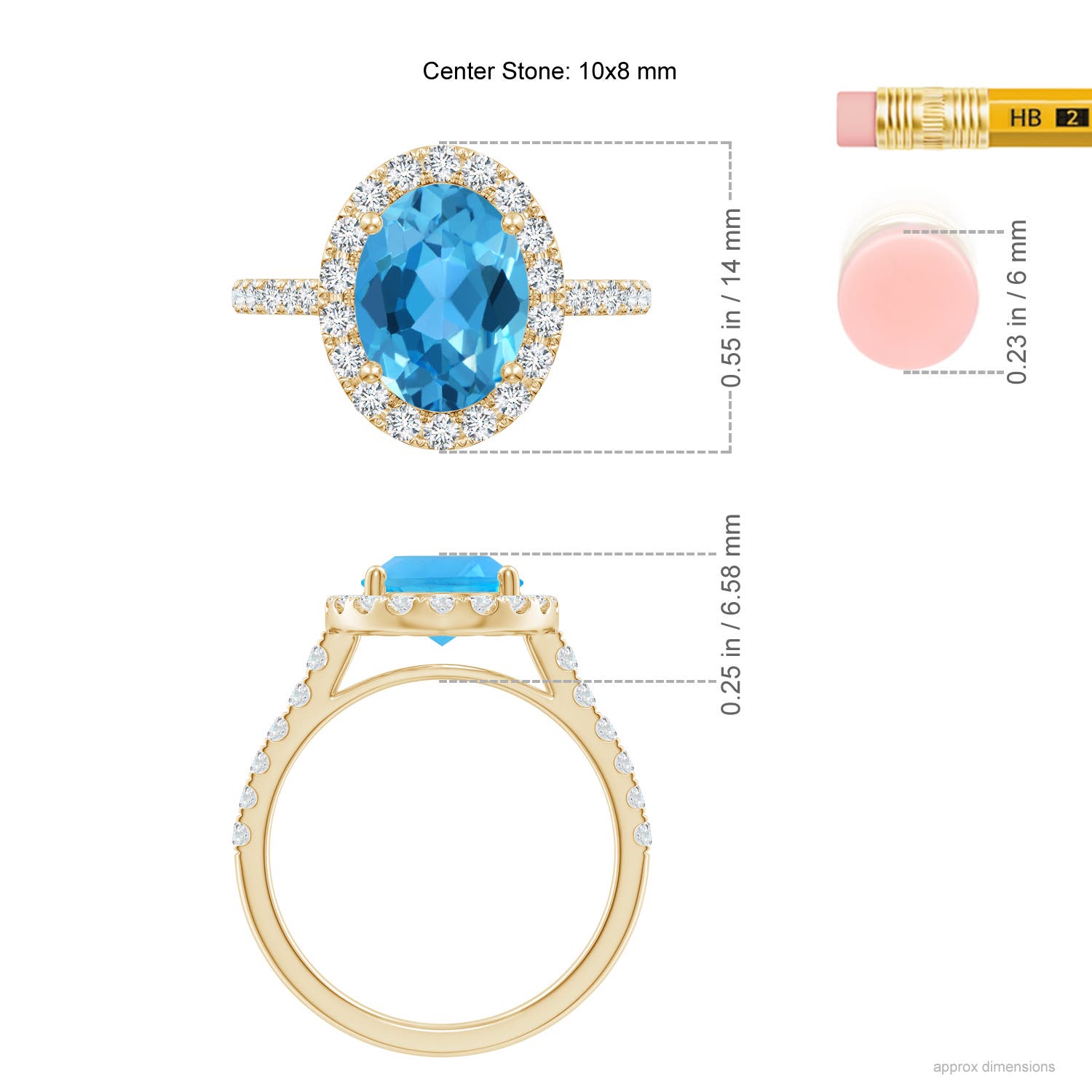 AAA - Swiss Blue Topaz / 3.88 CT / 14 KT Yellow Gold