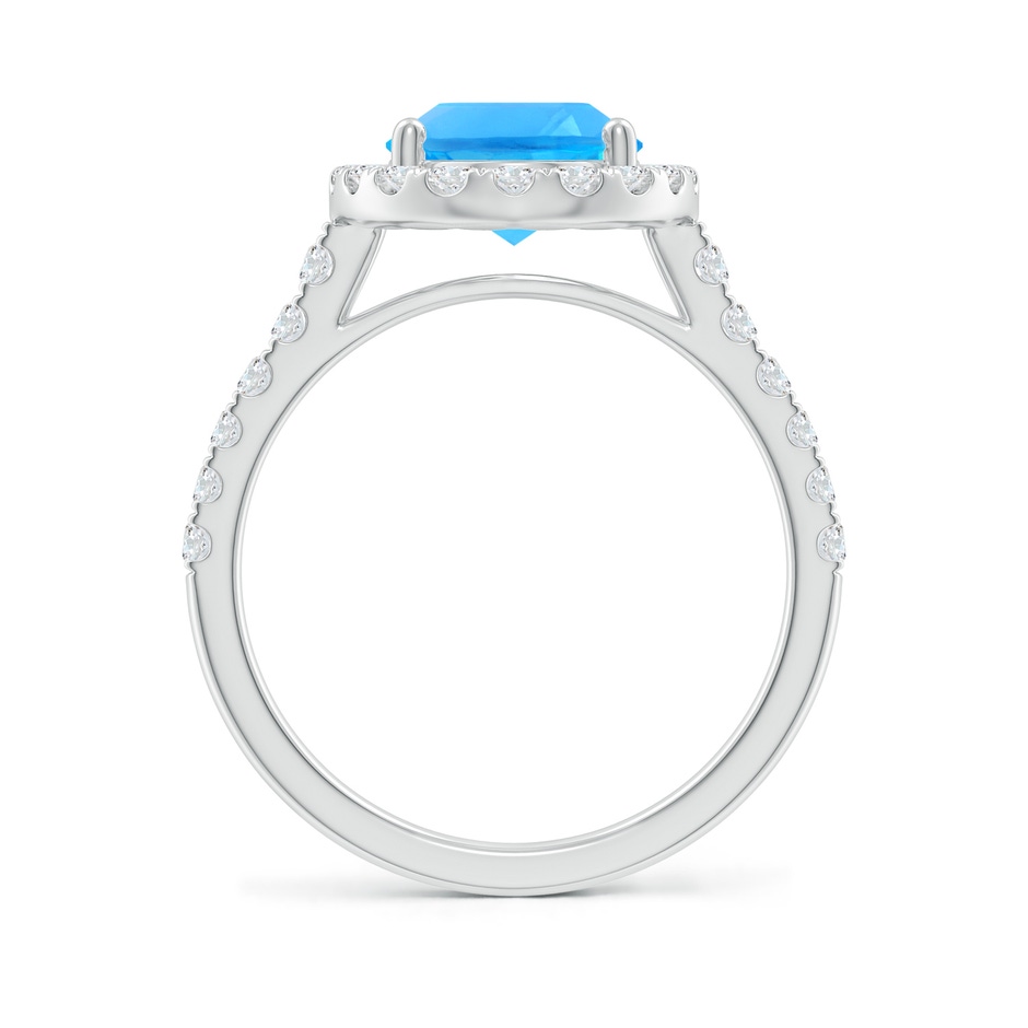 10x8mm AAAA Prong-Set Oval Swiss Blue Topaz Halo Ring with Diamonds in P950 Platinum side 199