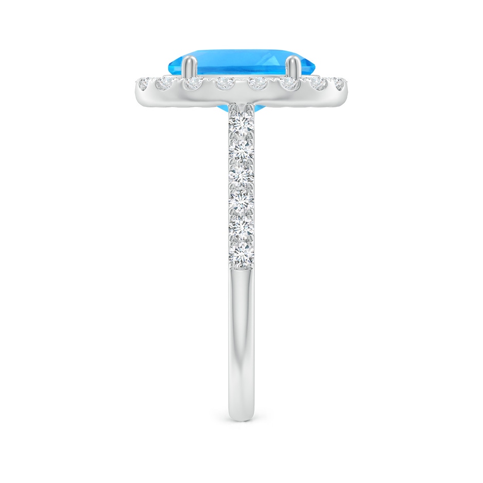 10x8mm AAAA Prong-Set Oval Swiss Blue Topaz Halo Ring with Diamonds in P950 Platinum side 299