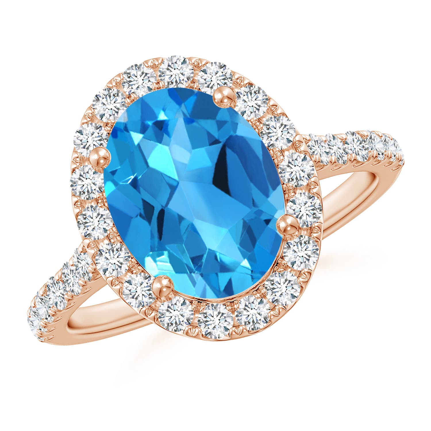 AAAA - Swiss Blue Topaz / 3.88 CT / 14 KT Rose Gold