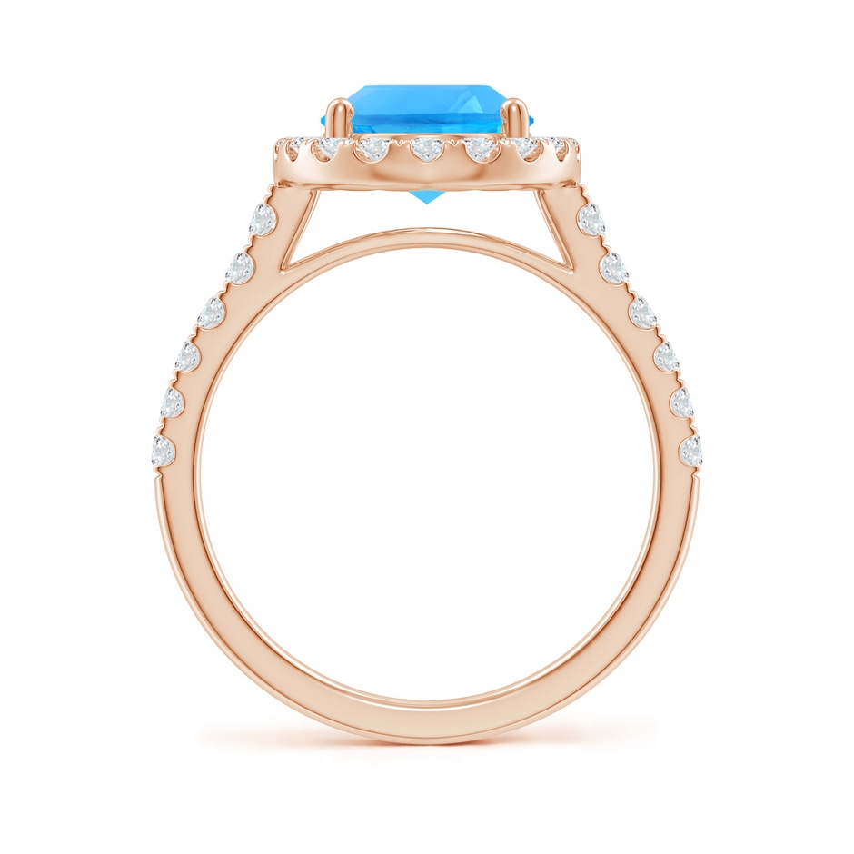 10x8mm AAAA Prong-Set Oval Swiss Blue Topaz Halo Ring with Diamonds in Rose Gold side 199
