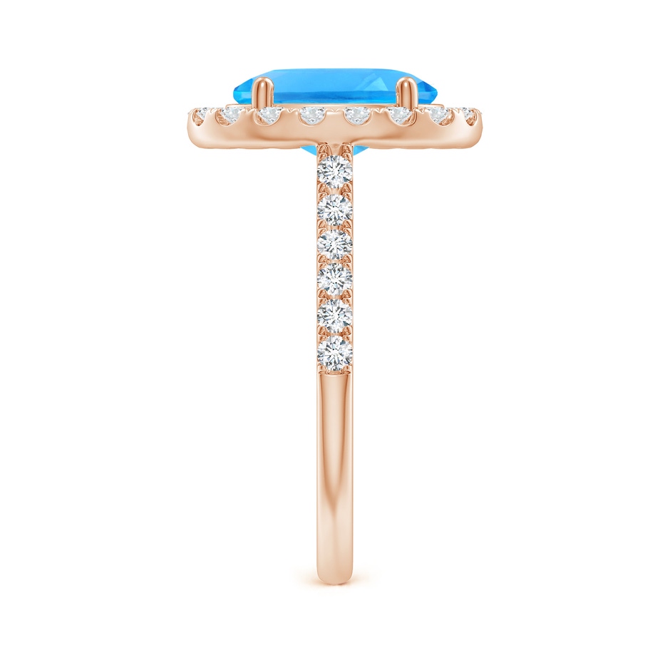 10x8mm AAAA Prong-Set Oval Swiss Blue Topaz Halo Ring with Diamonds in Rose Gold side 299