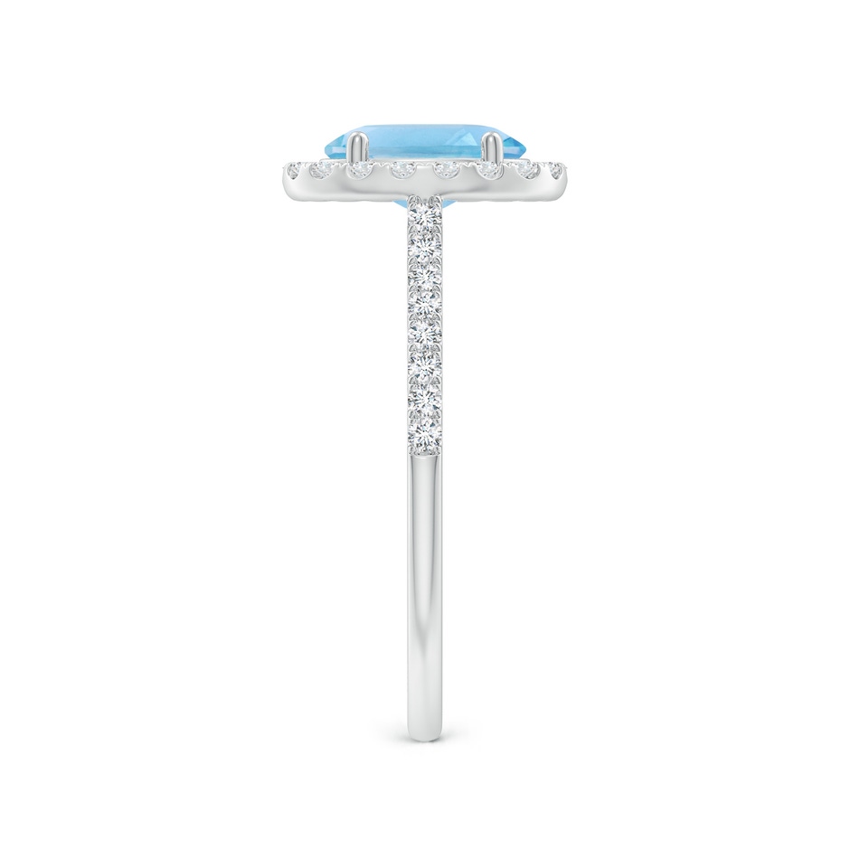 8x6mm A Prong-Set Oval Swiss Blue Topaz Halo Ring with Diamonds in P950 Platinum side 299