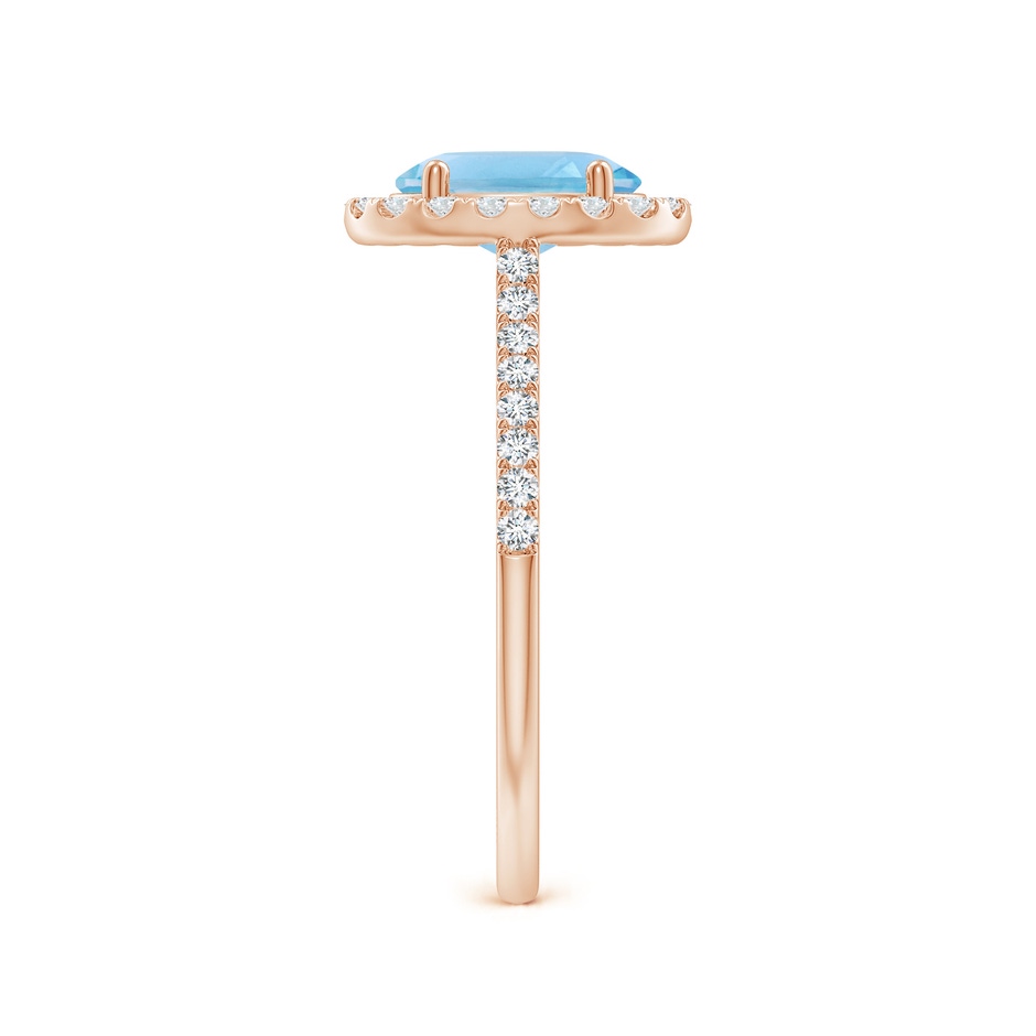 8x6mm A Prong-Set Oval Swiss Blue Topaz Halo Ring with Diamonds in Rose Gold side 299