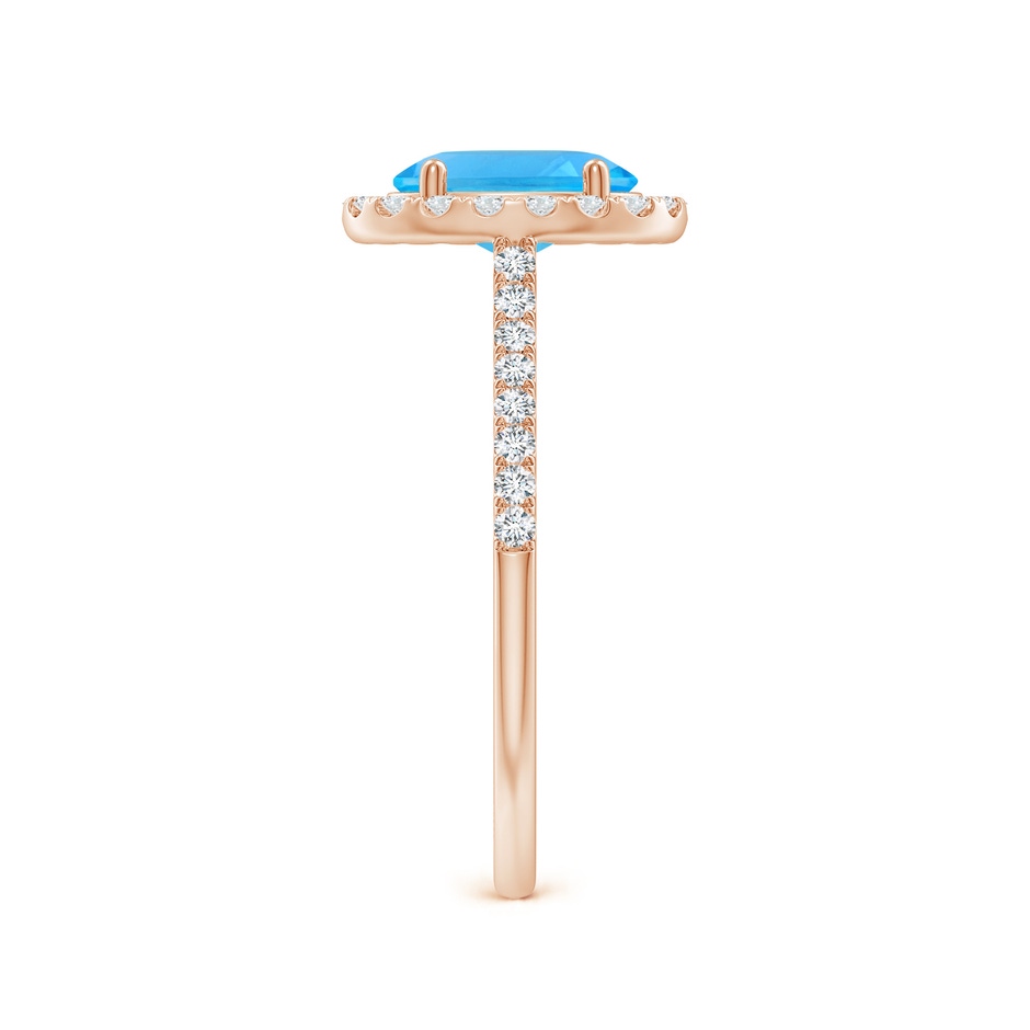 8x6mm AAA Prong-Set Oval Swiss Blue Topaz Halo Ring with Diamonds in Rose Gold side 299