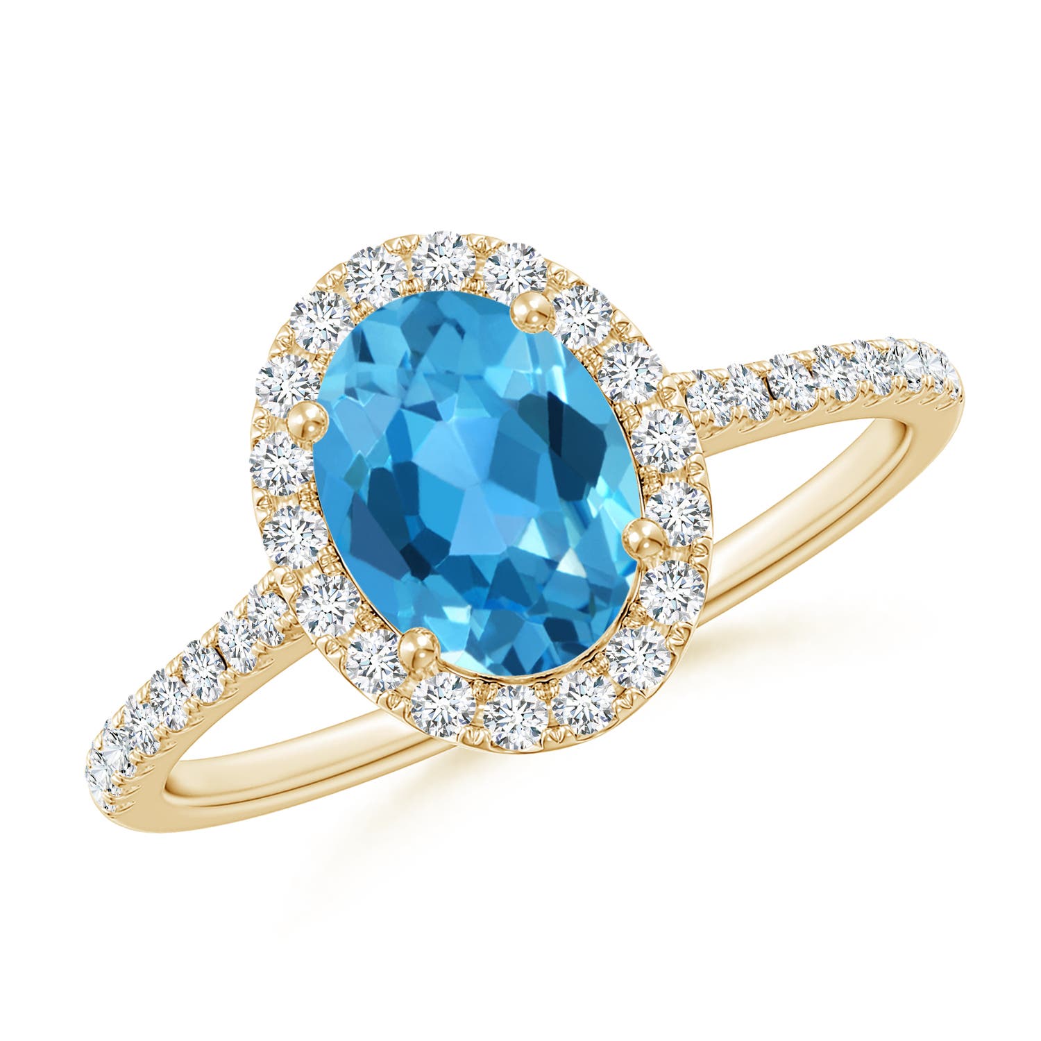 AAA - Swiss Blue Topaz / 1.84 CT / 14 KT Yellow Gold