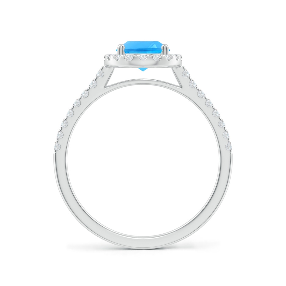 8x6mm AAAA Prong-Set Oval Swiss Blue Topaz Halo Ring with Diamonds in P950 Platinum side 199