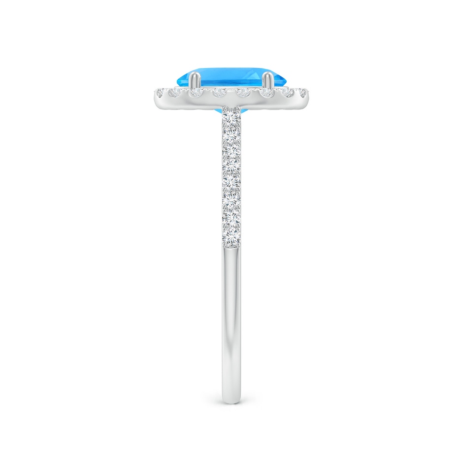 8x6mm AAAA Prong-Set Oval Swiss Blue Topaz Halo Ring with Diamonds in P950 Platinum side 299