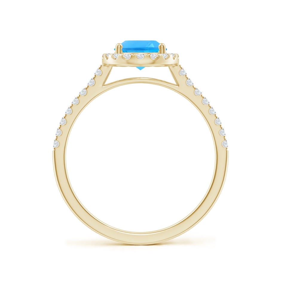 8x6mm AAAA Prong-Set Oval Swiss Blue Topaz Halo Ring with Diamonds in Yellow Gold side 199