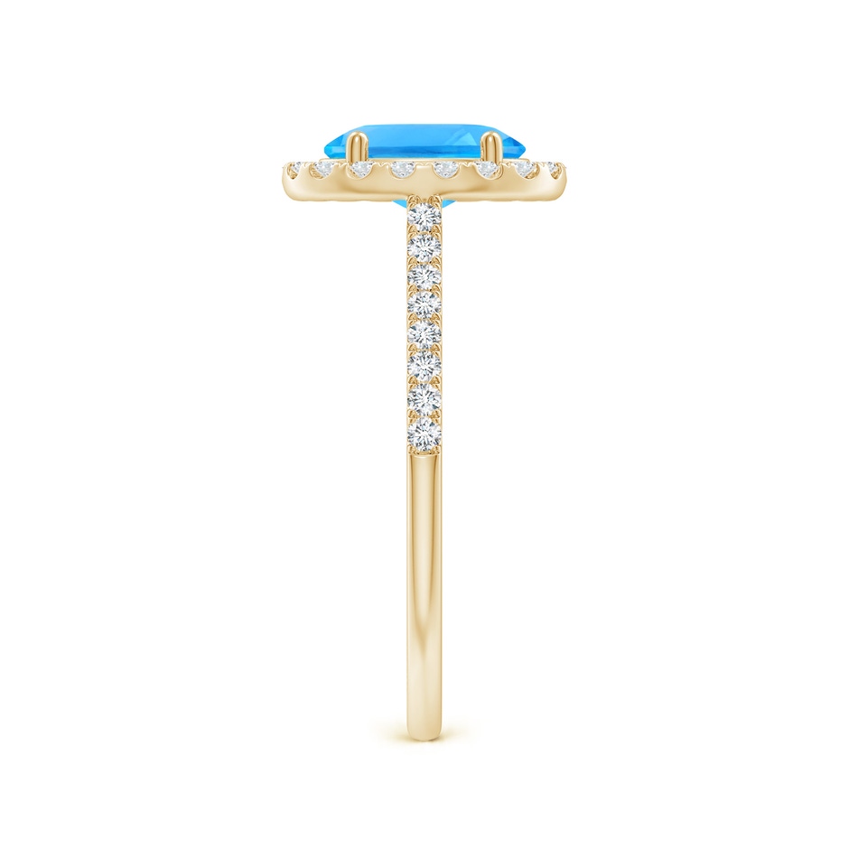 8x6mm AAAA Prong-Set Oval Swiss Blue Topaz Halo Ring with Diamonds in Yellow Gold side 299