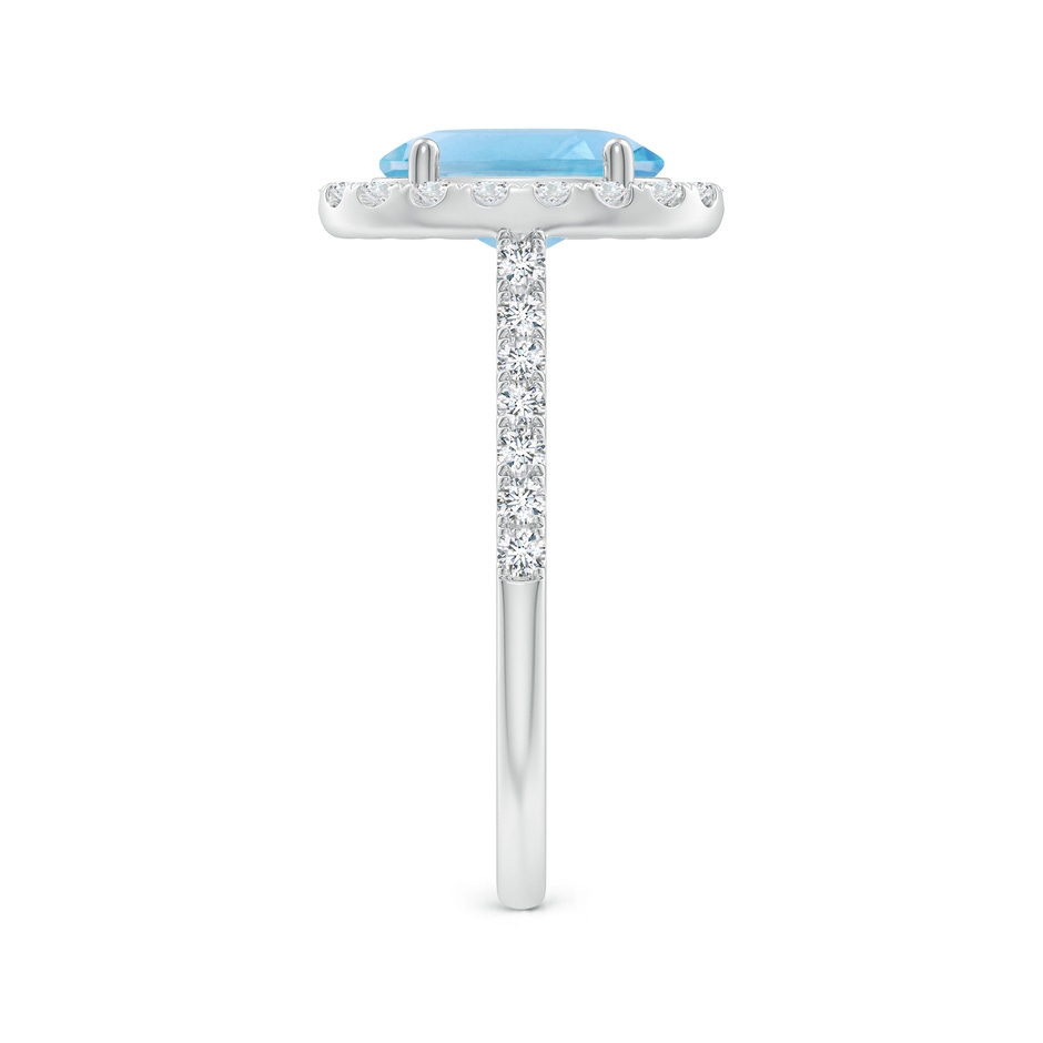 9x7mm A Prong-Set Oval Swiss Blue Topaz Halo Ring with Diamonds in White Gold side 299