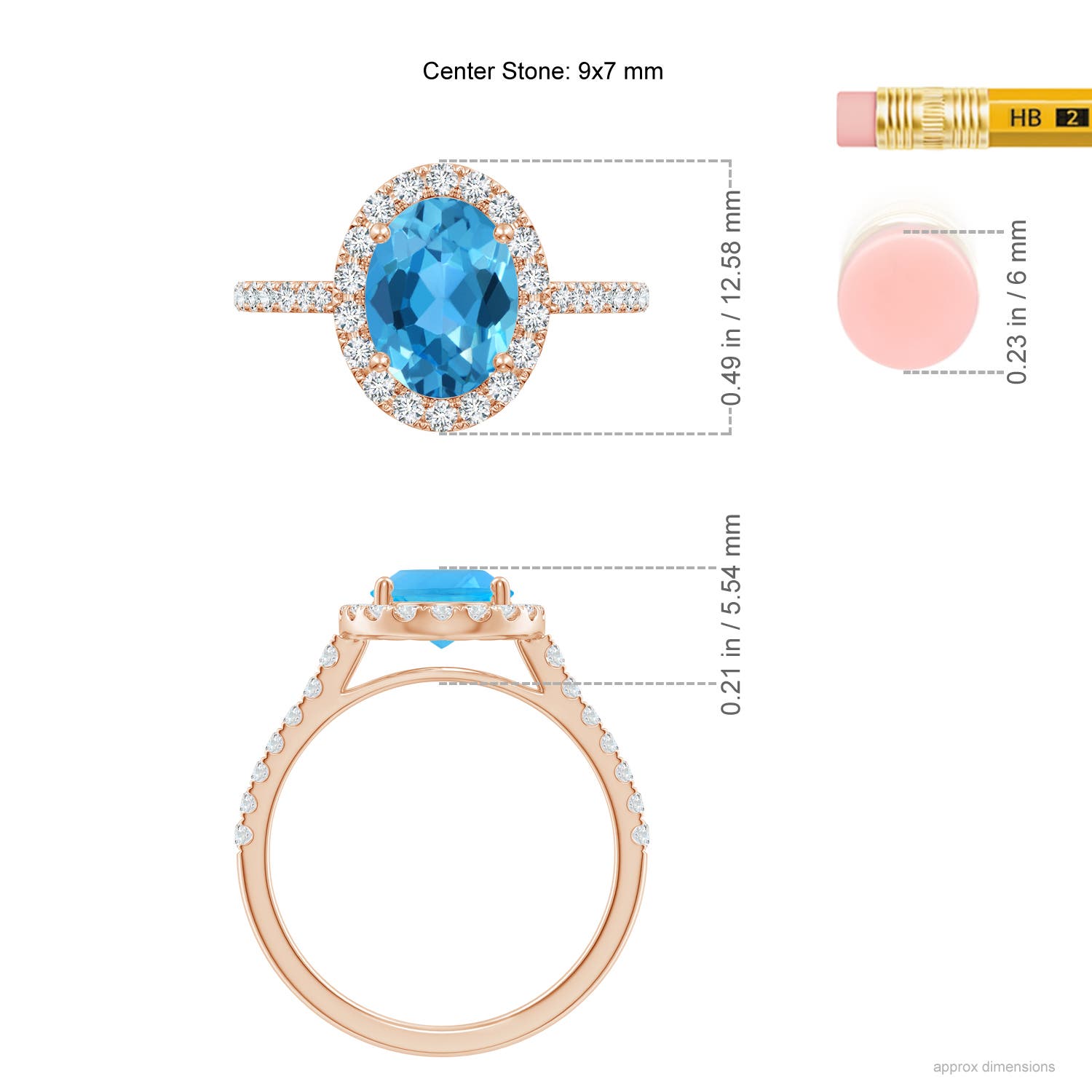 AAA - Swiss Blue Topaz / 2.7 CT / 14 KT Rose Gold