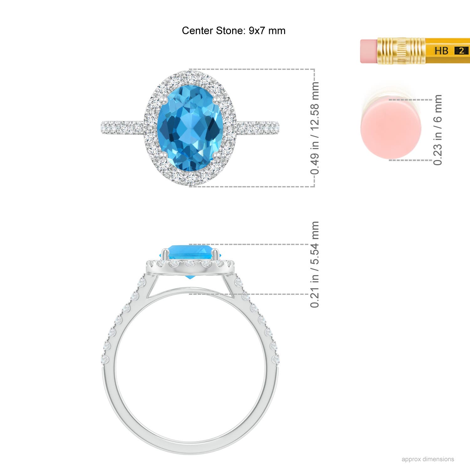 AAA - Swiss Blue Topaz / 2.7 CT / 14 KT White Gold