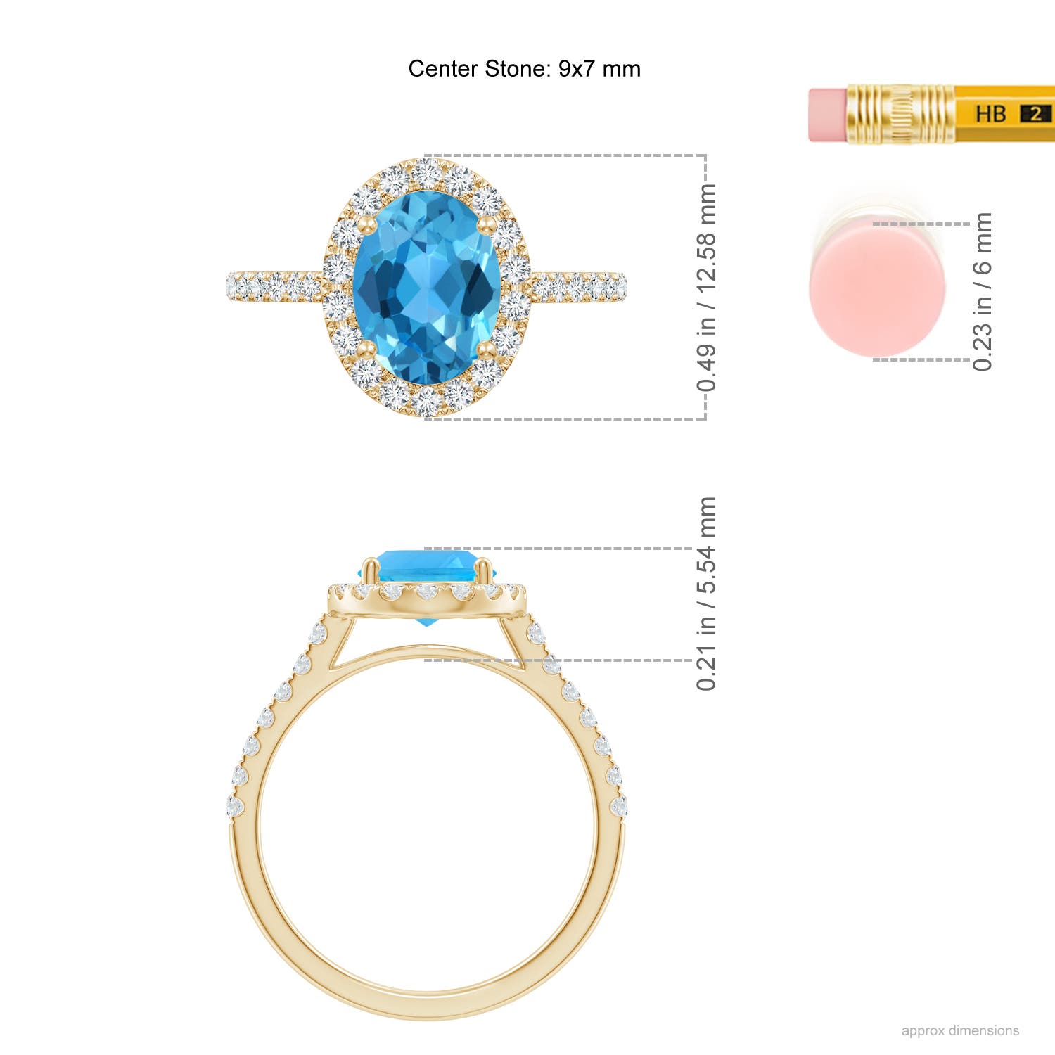 AAA - Swiss Blue Topaz / 2.7 CT / 14 KT Yellow Gold