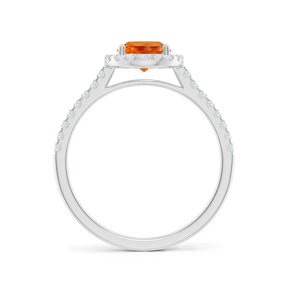 8x6mm AAA Double Claw-Set Oval Spessartite Halo Ring with Diamonds in White Gold side-1