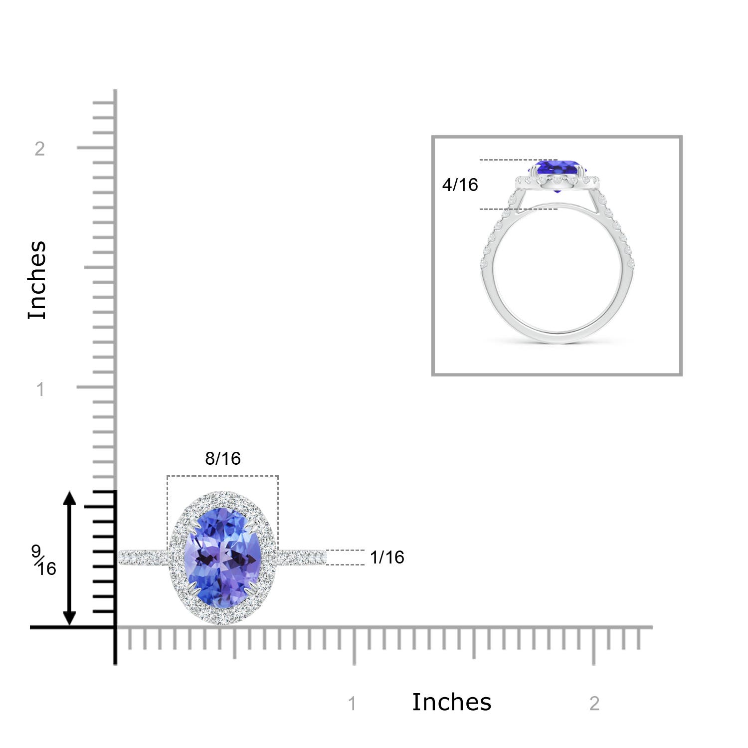 AA - Tanzanite / 3.53 CT / 14 KT White Gold