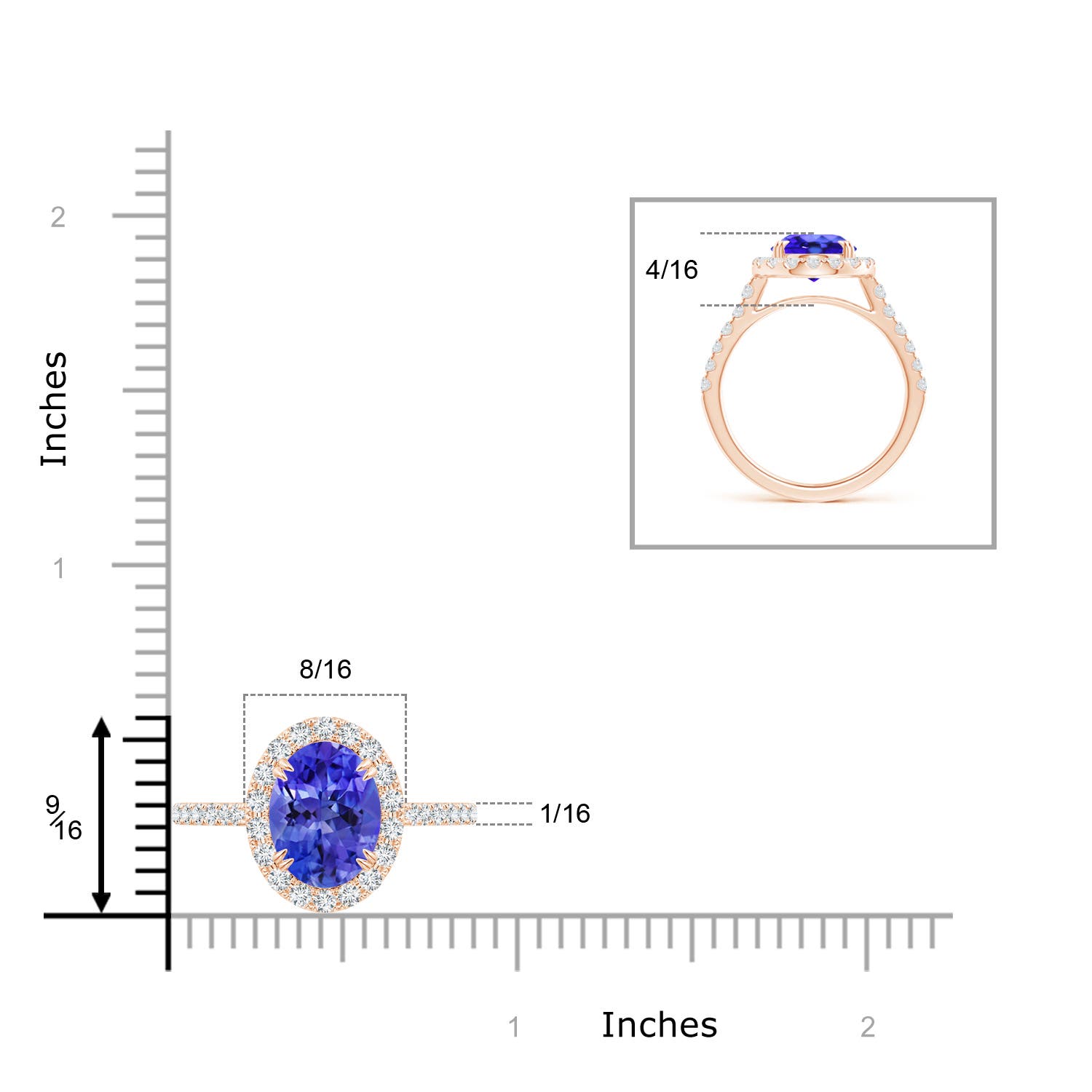 AAA - Tanzanite / 3.53 CT / 14 KT Rose Gold