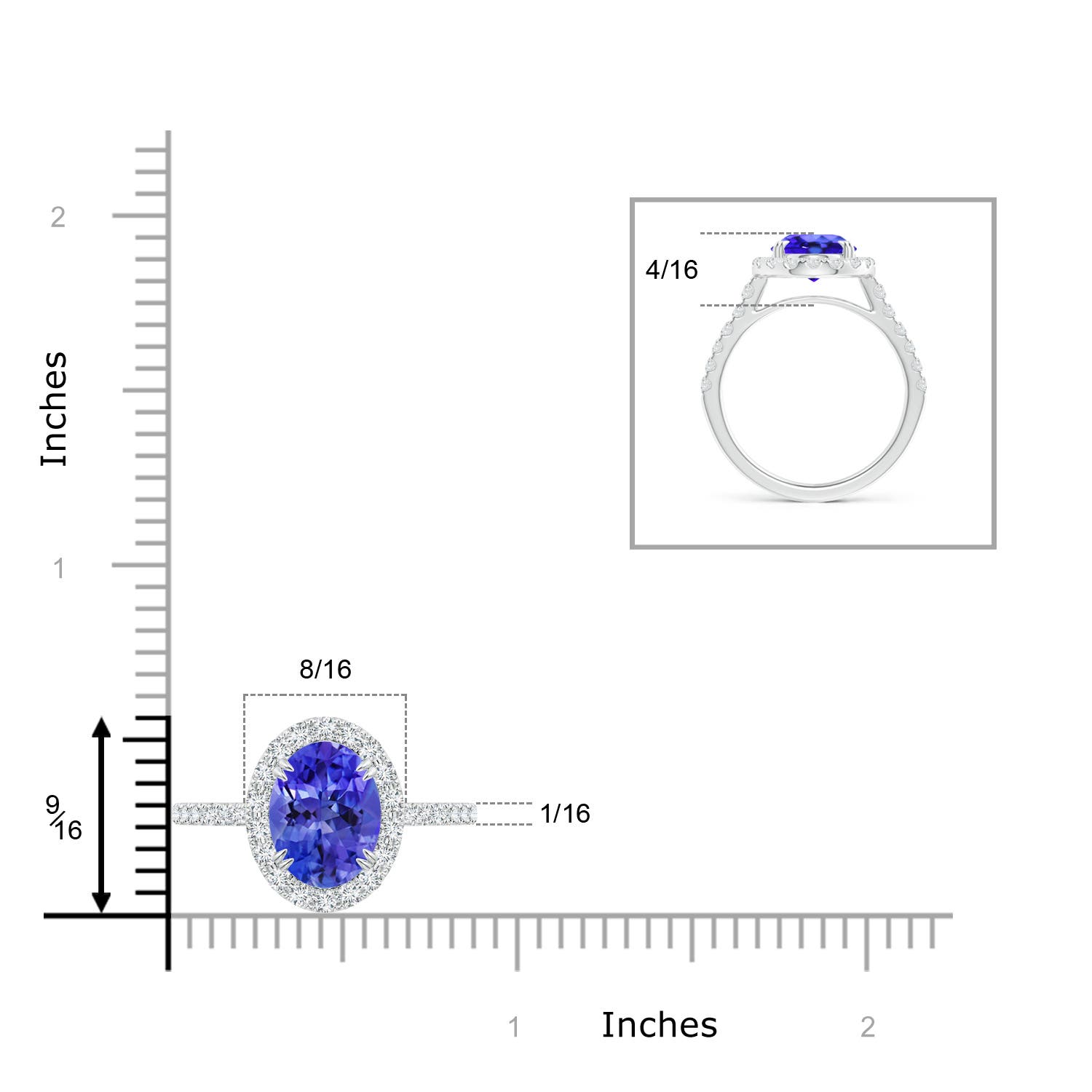 AAA - Tanzanite / 3.53 CT / 14 KT White Gold