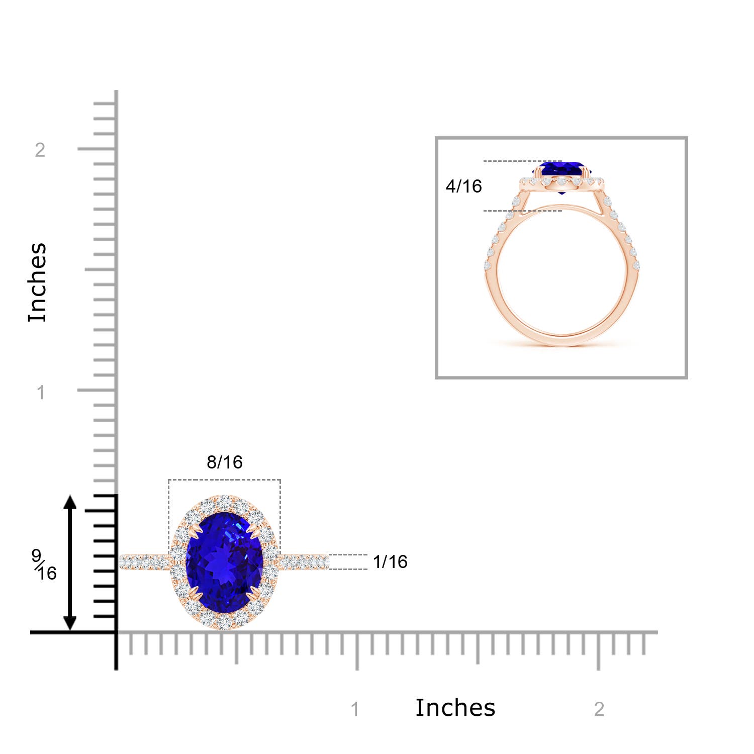 AAAA - Tanzanite / 3.53 CT / 14 KT Rose Gold