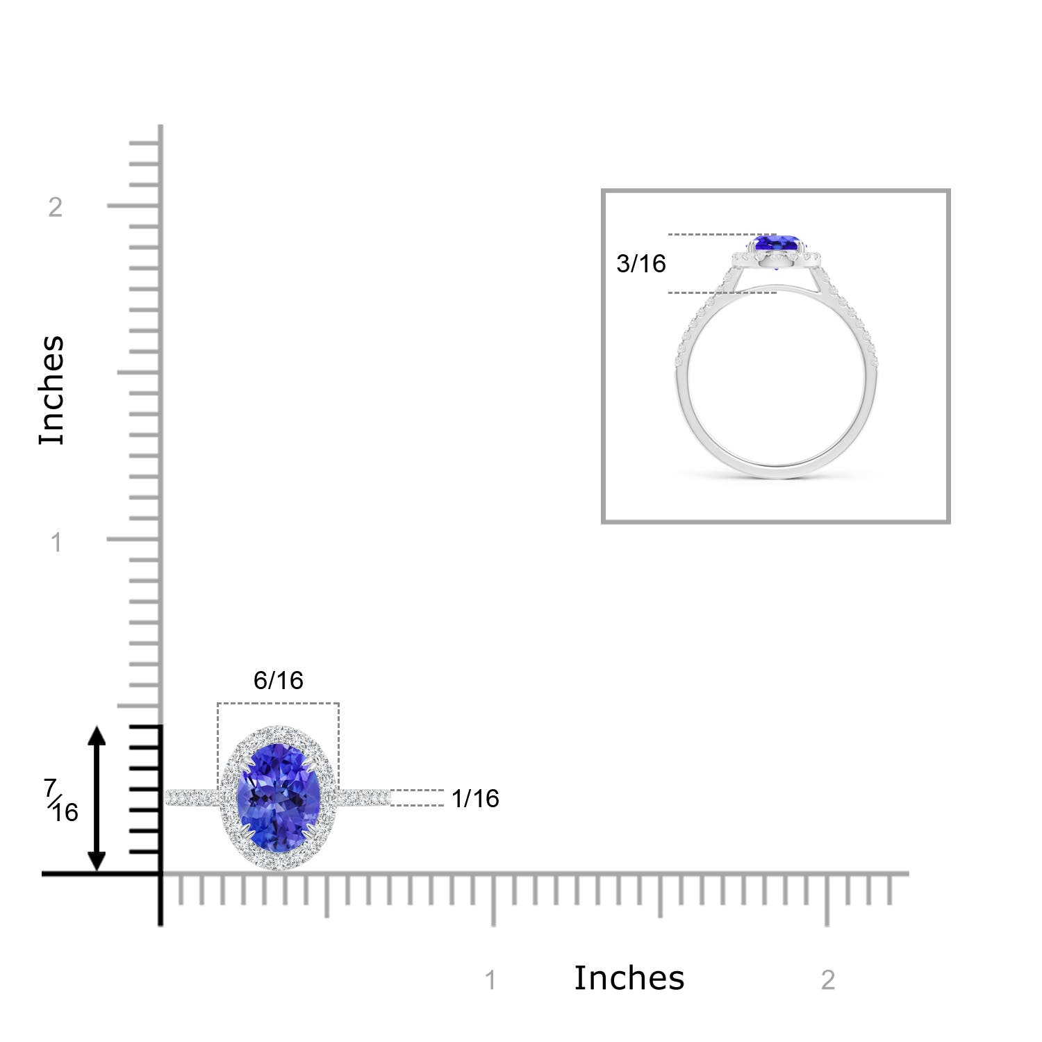 AAA - Tanzanite / 1.59 CT / 14 KT White Gold