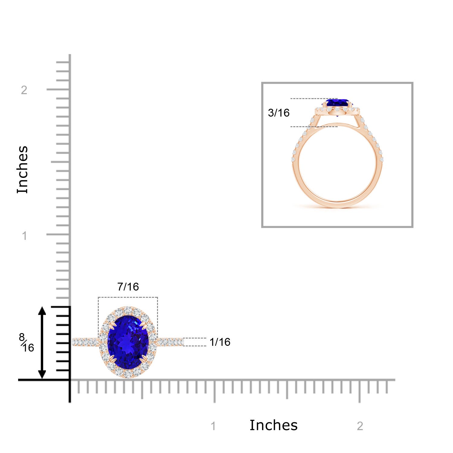 AAAA - Tanzanite / 2.35 CT / 14 KT Rose Gold