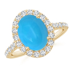 Halo Yellow Gold Turquoise Rings