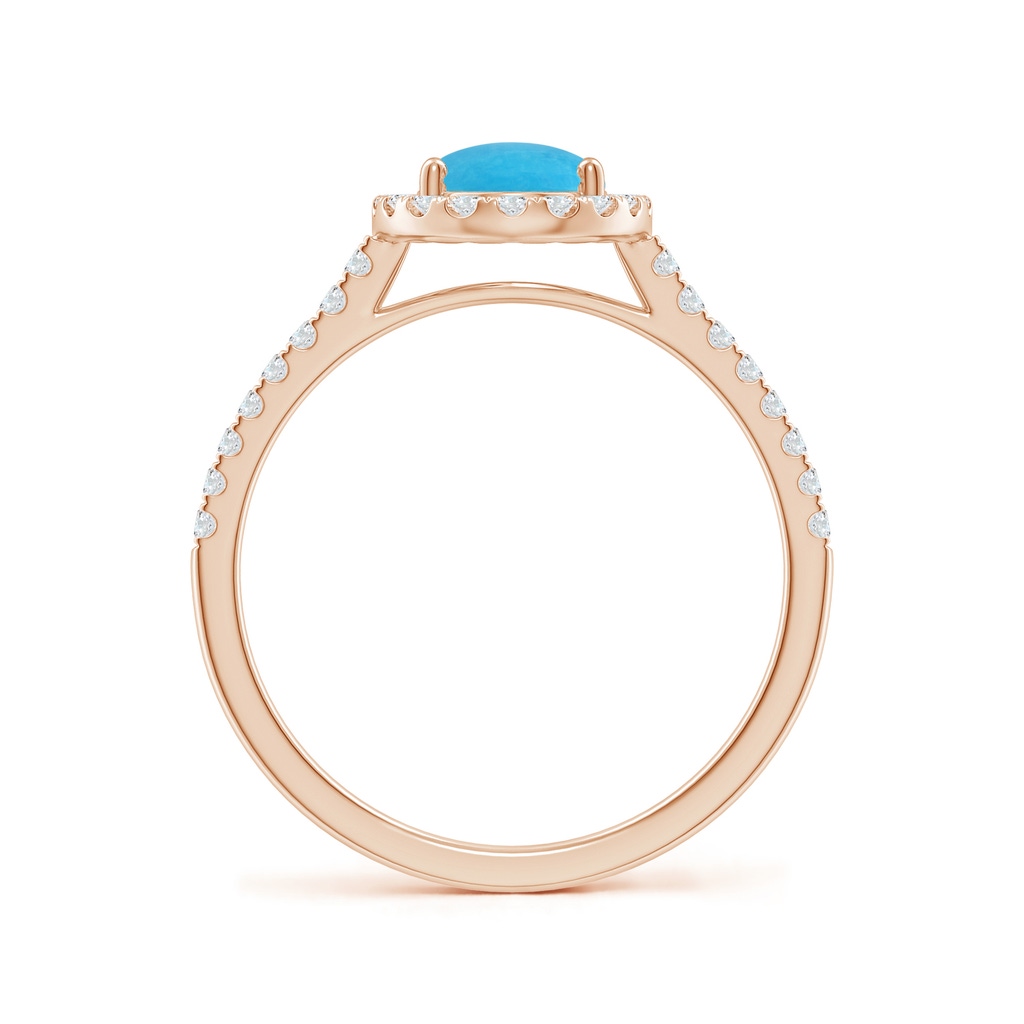8x6mm A Double Claw-Set Oval Turquoise Halo Ring with Diamonds in Rose Gold - side_1