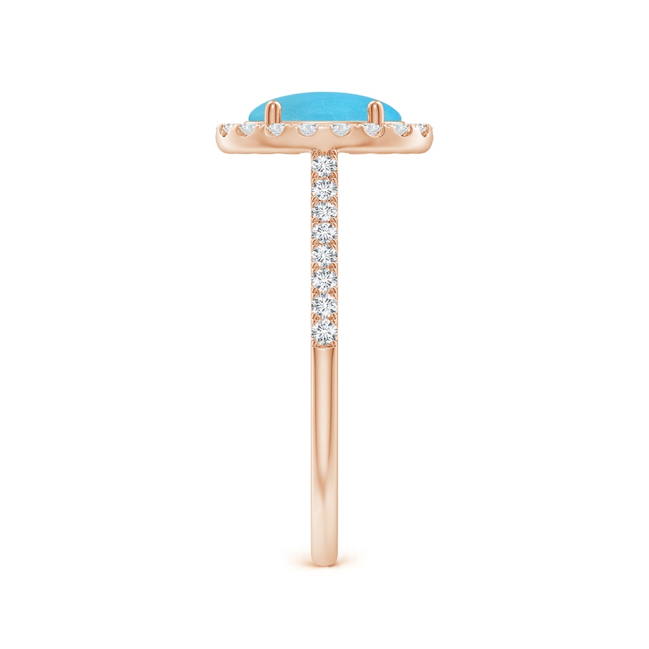 8x6mm AA Double Claw-Set Oval Turquoise Halo Ring with Diamonds in Rose Gold side-2