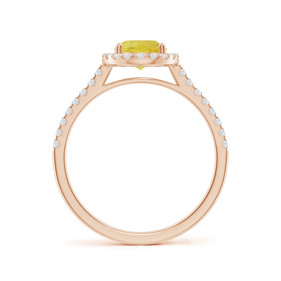 8x6mm A Prong-Set Oval Yellow Sapphire Halo Ring with Diamonds in 9K Rose Gold side-1