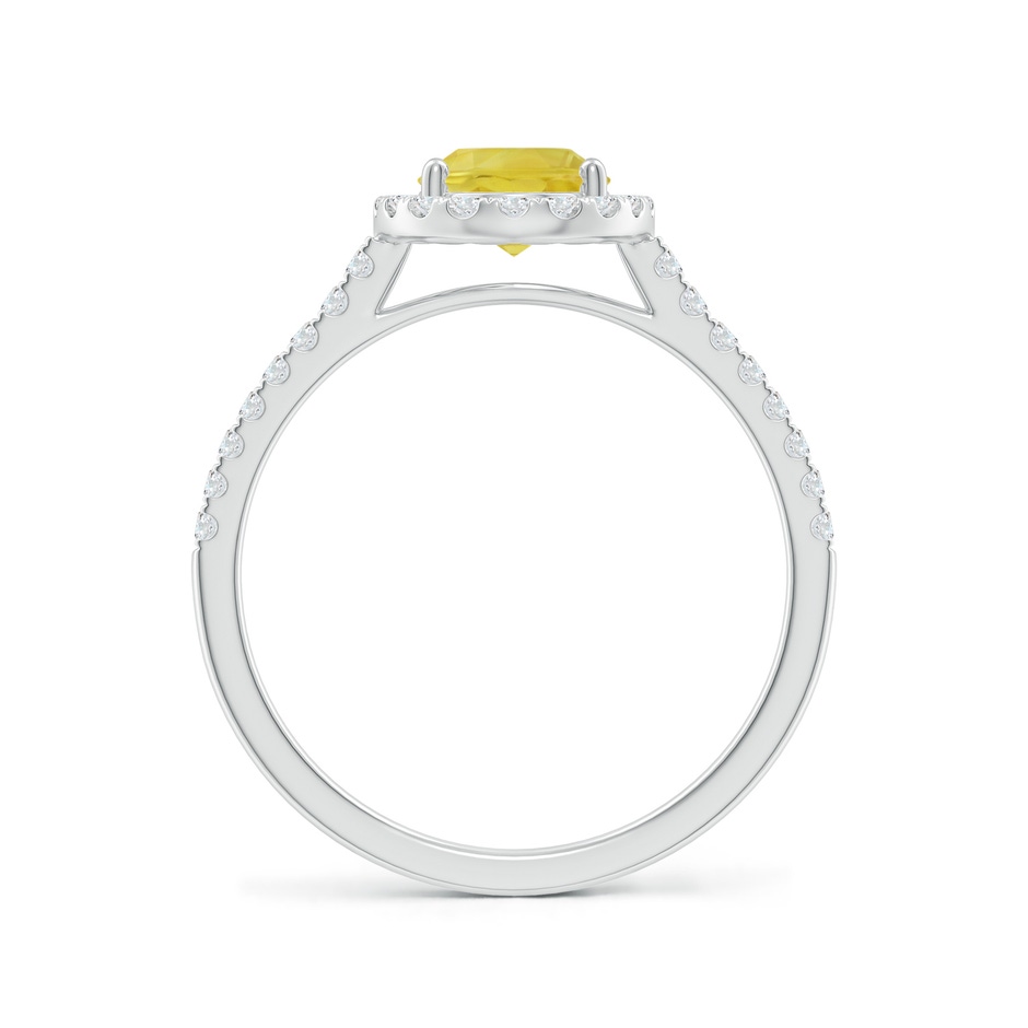 8x6mm A Double Claw-Set Oval Yellow Sapphire Halo Ring with Diamonds in White Gold side-1