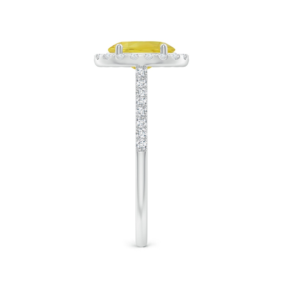 8x6mm A Double Claw-Set Oval Yellow Sapphire Halo Ring with Diamonds in White Gold side-2
