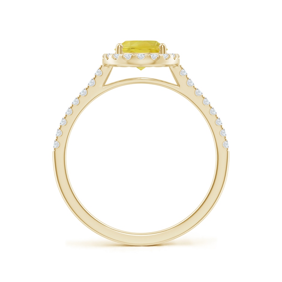 8x6mm A Double Claw-Set Oval Yellow Sapphire Halo Ring with Diamonds in Yellow Gold side-1