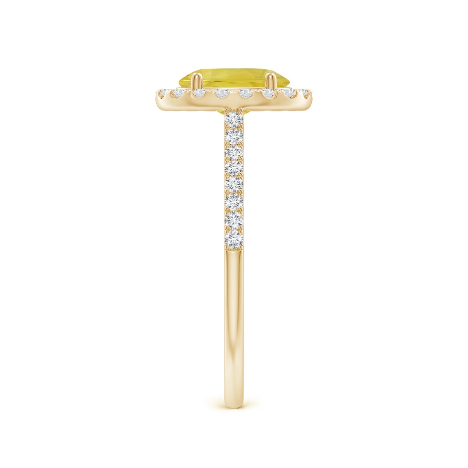 8x6mm A Double Claw-Set Oval Yellow Sapphire Halo Ring with Diamonds in Yellow Gold side-2
