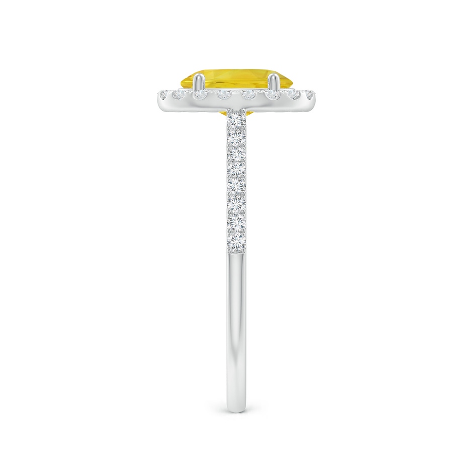 8x6mm AA Prong-Set Oval Yellow Sapphire Halo Ring with Diamonds in 9K White Gold side-2