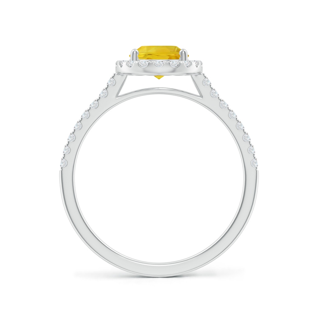 8x6mm AAA Double Claw-Set Oval Yellow Sapphire Halo Ring with Diamonds in White Gold Side-1