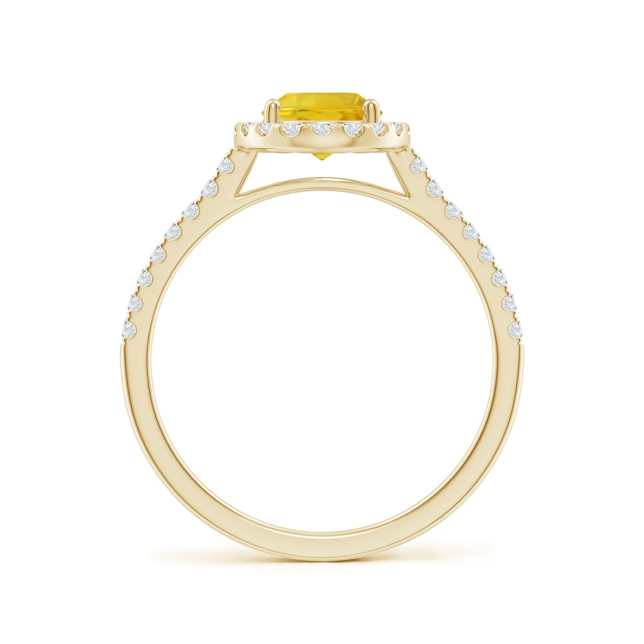 8x6mm AAA Double Claw-Set Oval Yellow Sapphire Halo Ring with Diamonds in Yellow Gold side-1