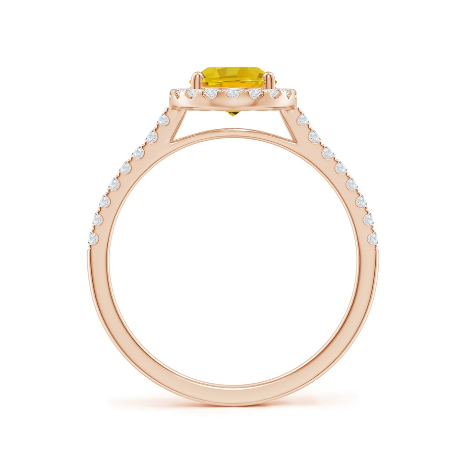 8x6mm AAAA Double Claw-Set Oval Yellow Sapphire Halo Ring with Diamonds in Rose Gold side-1