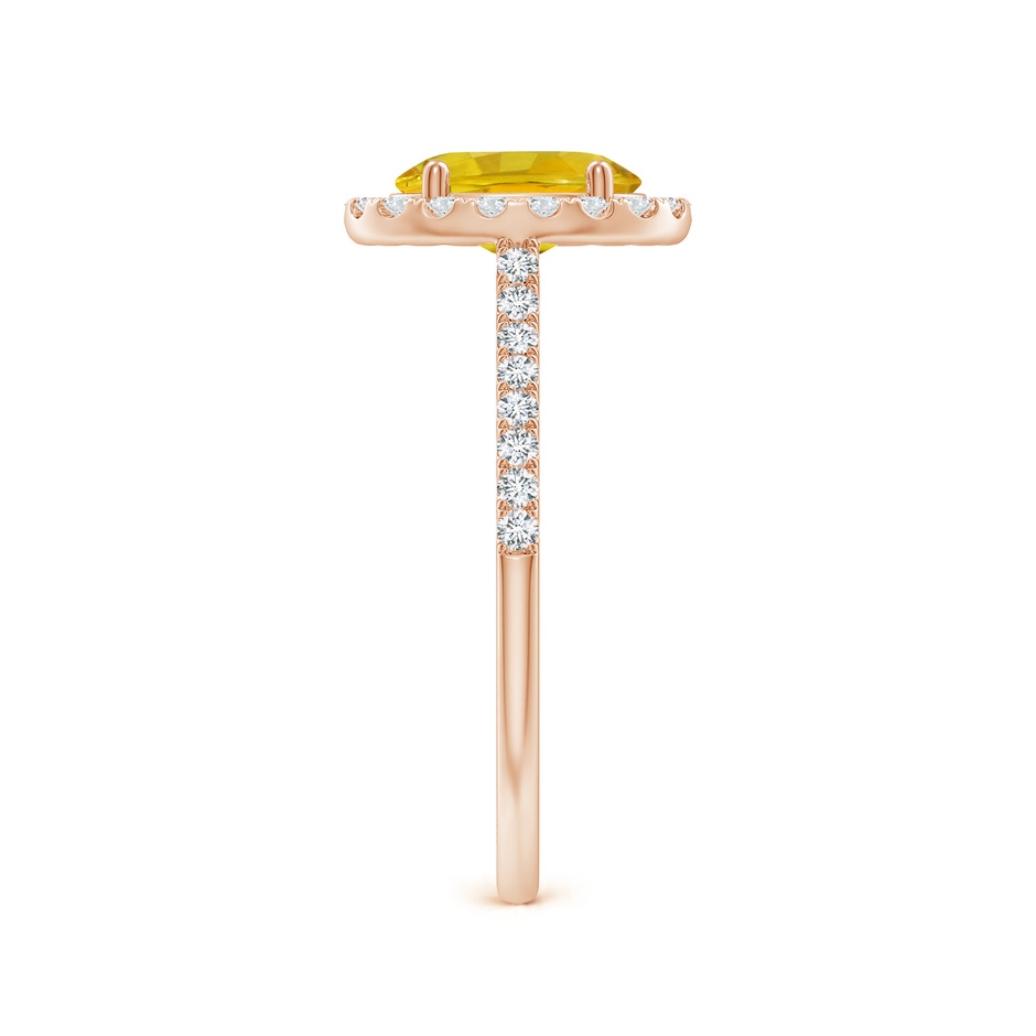 8x6mm AAAA Double Claw-Set Oval Yellow Sapphire Halo Ring with Diamonds in Rose Gold side-2